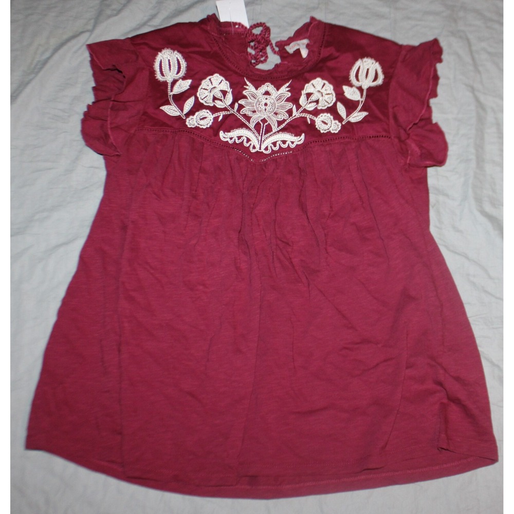 Women's Flutter Sleeve Woven Top - Knox Rose size M